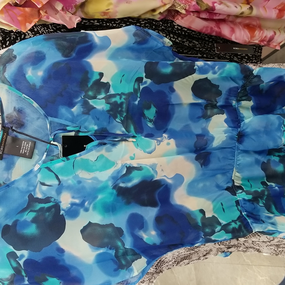 BCBG MAXAZRIA Chiffon Dress Swimsuit Cover up Butterflies Watercolor Paint Print - Picture 5 of 9